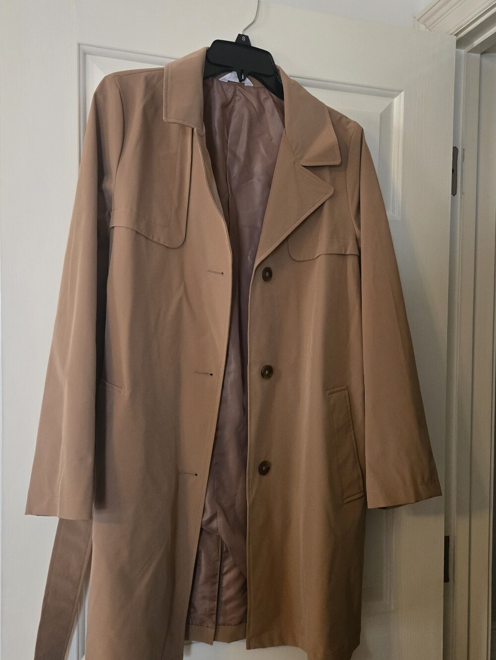 Women’s Tan Trench Coat with Belt - Picture 2 of 2